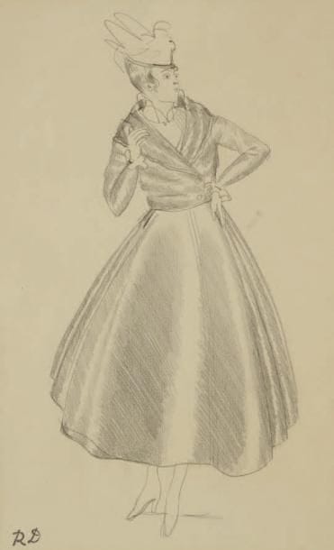 Raoul DUFY (1877-1953)
Étude de robe pour Paul Poiret, vers 1917 Mine de plomb. Timbre du monogramme en bas à gauche. 31 x 20 cm Bibliographie: Galerie Fanny Guillon-Laffaille, Galerie Neffe- Degandt, Raoul Dufy-Paul Poiret, Modèles, aquarelles & dessins, 1917-1919. Paris, Londres, 1998, p. 63