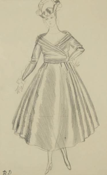 Raoul DUFY (1877-1953)
Étude de robe pour Paul Poiret Mine de plomb. Timbre du monogramme en bas à gauche. 31 x 20 cm Bibliographie: Galerie Fanny Guillon-Laffaille, Galerie Neffe- Degandt, Raoul Dufy-Paul Poiret, Modèles, aquarelles & dessins, 1917-1919. Paris, Londres, 1998, p. 77
