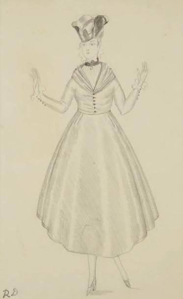 Raoul DUFY (1877-1953)
Étude de robe pour Paul Poiret Mine de plomb. Timbre du monogramme en bas à gauche. (Tache en haut à gauche). 31 x 20 cm