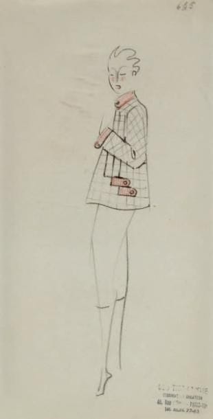 Atelier Léo TISSANDIÉ (XXe siècle)
Prêt-à-porter Crayon sur papier calque. 55 dessins techniques. Portent pour la plupart un cachet en bas à droite, "L. Tissandié», avec l'adresse de l'atelier. Numéro de croquis en haut à droite des planches (de 632 à 685). 33 x 17 cm