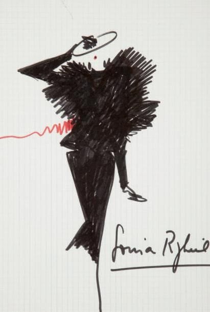 Sonia RYKIEL (née en 1930)
À la manière de Gruau Feutre. Signé en bas à droite. 29 x 20 cm