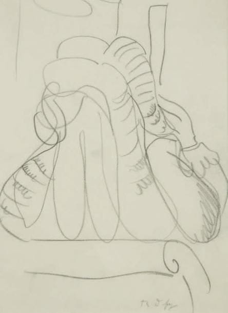 Raoul DUFY (1877-1953)
Perruque. Projet de costume pour "la Fête des Rois" Mine de plomb. Signée en bas vers la droite. 20 x 15 cm