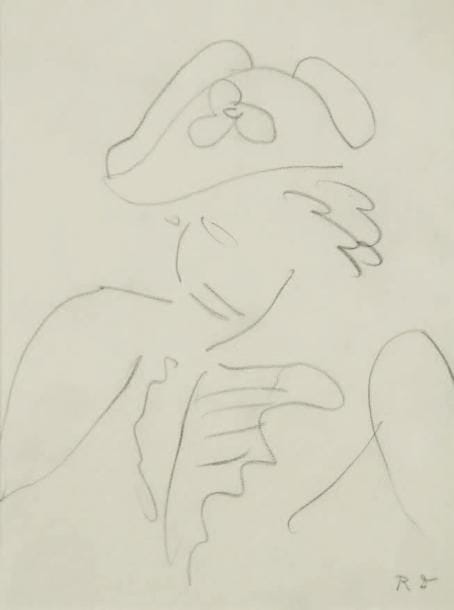 Raoul DUFY (1877-1953)
Gentilhomme. Projet de costume pour "la Fête des Rois" Mine de plomb. Monogrammée en bas à droite. 20,5 x 15 cm