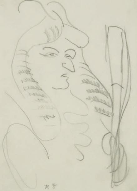 Raoul DUFY (1877-1953)
Le Roi. Projet de costume pour "la Fête des Rois" Mine de plomb. Monogrammée en bas vers la gauche. 20,5 x 15 cm
