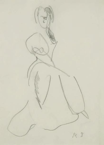 Raoul DUFY (1877-1953)
Costume de femme pour "la Fête des Rois" Mine de plomb. Monogrammée en bas à droite. 20,5 x 15 cm