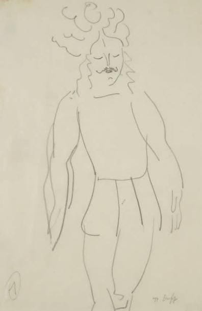 Raoul DUFY (1877-1953)
Comédien. Projet de costume pour "la Fête des Rois" Mine de plomb. Signée en bas à droite. Annotée 1 en bas à gauche. (Pliure). 31 x 20,5 cm