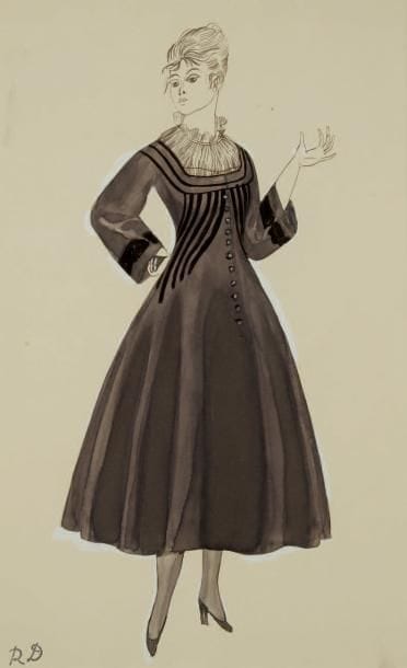 Raoul DUFY (1877-1953)
Modèle de robe pour Paul Poiret Encre, aquarelle et gouache. Timbre du monogramme en bas à gauche. 31 x 20 cm Bibliographie: Galerie Fanny Guillon-Laffaille, Galerie Neffe- Degandt, Raoul Dufy-Paul Poiret, Modèles, aquarelles & dessins, 1917-1919. Paris, Londres, 1998, p. 41