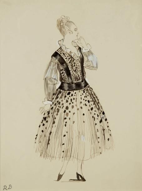 Raoul DUFY (1877-1953)
Étude de robe mousseline à pois pour Paul Poiret Encre, aquarelle et gouache blanche. Timbre du monogramme en bas à gauche. 34 x 31,5 cm Expositions: Raoul Dufy, Mode et paysages azuréens, Musée des Beaux-arts de Nice, 1997 et Raoul Dufy, Fundazioa Bilbao Bizkaia Kutxa, Bilbao, 1998. Bibliographie: Galerie Fanny Guillon-Laffaille, Galerie Neffe- Degandt, Raoul Dufy-Paul Poiret, Modèles, aquarelles & dessins, 1917-1919. Paris, Londres, 1998, p. 76