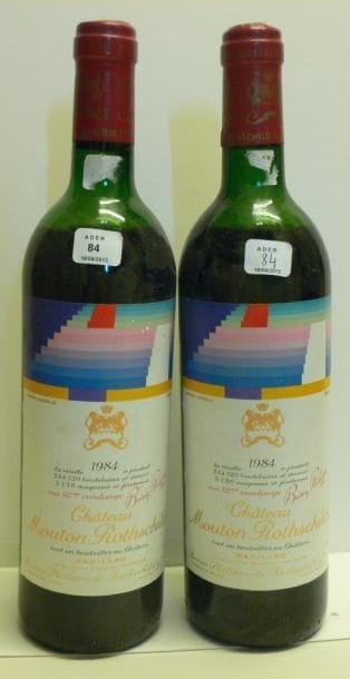 3 Bouteilles CH. MOUTON-ROTHSCHILD, 1° cru Pauillac 1984 (B/V, 1 bouchon descendant)