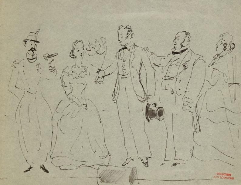 Christian BÉRARD (1902-1949)
Sur scène. Dessin à l?encre, porte le timbre rouge Collection Jean Bourgoint en bas à droite. 21 x 27 cm