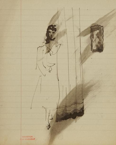 Christian BÉRARD (1902-1949)
Études de personnages. Six dessins à l?encre noire et au lavis, portent le timbre rouge Collection Jean Bourgoint dans le bas. 22,5 x 17 (3) - 17,5 x 21,5 - 22 x 14,5 - 14 x 22,5 cm