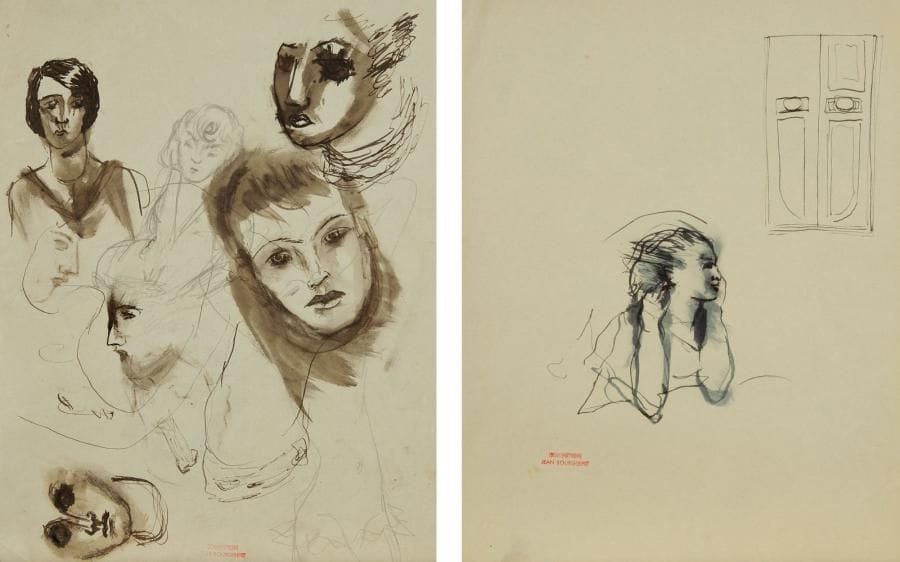 Christian BÉRARD (1902-1949)
Études de personnages. Huit dessins à l?encre et au lavis, deux double-face, portent le timbre rouge Collection Jean Bourgoint dans ou vers le bas. 27 x 21 (6) - 21 x 27 (2) cm