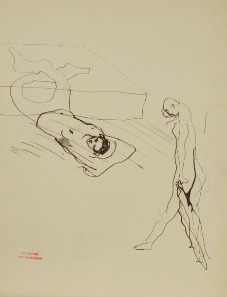 Christian BÉRARD (1902-1949)
Études de personnages. Six dessins à l?encre noire, portent le timbre rouge Collection Jean Bourgoint en bas, trois à droite, trois à gauche. 27 x 21 (5) - 21 x 27 cm