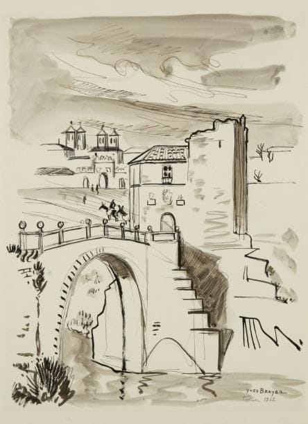 Yves BRAYER (1907-1990)
Tolède, 1962. Encre et lavis. Signé et situé en bas à droite. 40,5 x 31 cm