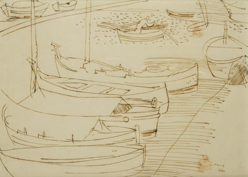Raoul DUFY (1877-1953)
Barques à Cannes. Dessin à l?encre de Chine. Situé en bas à droite. 20 x 27,5 cm. Un certificat de Fanny Guillon-Laffaille sera remis à l?acquéreur. Figurera dans le supplément du catalogue raisonné des dessins de Raoul Dufy actuellement en préparation par Fanny Guillon-Lafaille