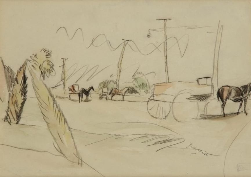 J. PINCAS DIT PASCIN (1885-1930)
Paysage de Cuba. Aquarelle. Porte le cachet de la signature et de la vente de l?atelier en bas à droite. 17,5 x 25 cm. Provenance: Galerie Rambert, Paris