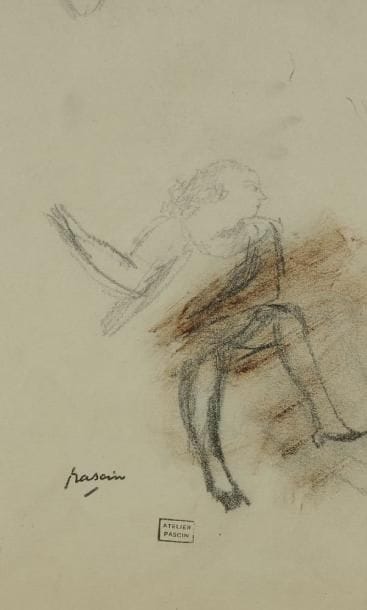 J. PINCAS DIT PASCIN (1885-1930)
Étude de femme - Étude de visage. Deux dessins au crayon ou à l?encre. Portent le cachet de la signature et le cachet de l?atelier pour l?un. 23 x 14,5 cm et 5 x 4,5 cm