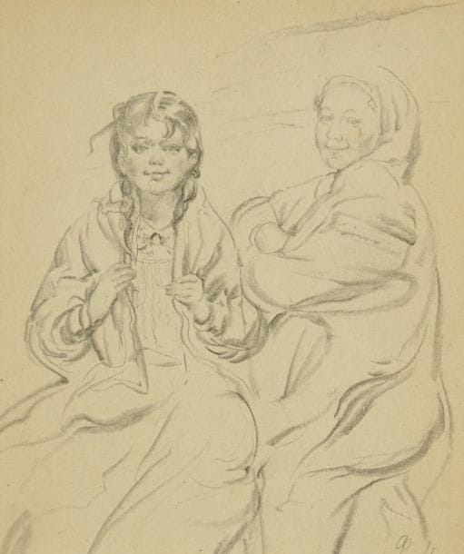 Filip Andreevic MALJAVIN (1869-1940)
Études de femme. Dessin à la mine de plomb. Monogrammé en bas à droite. 15 x 13 cm