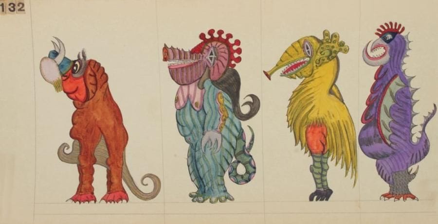 Animaux et Fauves (Animales y Fieras). 688 animaux en 223 planches numérotées 1 à 223. Dans une couverture cartonnée de la ville de Barcelone sur laquelle un dessin d?un «fauve» et le numéro 1 écrit à la main sont collés