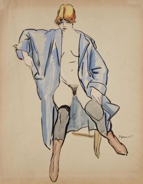 André DIGNIMONT (1891-1965)
Femme au vêtement bleu. Aquarelle. Signée en bas à droite. 53 x 43 cm