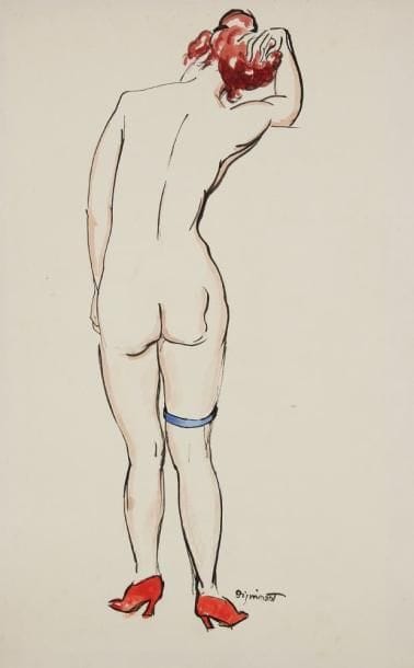 André DIGNIMONT (1891-1965)
Femme nue de dos. Aquarelle. Signée en bas à droite. 50 x 32 cm