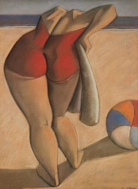 Mariano OTERO (né en 1942)
Femme à la plage. Pastel gras. Signé en bas à droite. 49 x 37 cm