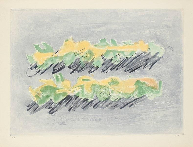 Jean FAUTRIER (1898-1964)
Le Maquis. Aquatinte. 648 x 475. Mason 285. Impression en couleurs. Parfaite épreuve sur vélin, justifiée «H.C» et signée à la mine de plomb. Toutes marges. Tirage définitif à 100 épreuves. Éd. Couturier