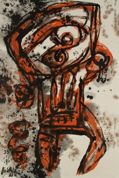 A. Sun WU [taïwanais] (né en 1942)
Jeune fille à la perle, 1999. Acrylique sur papier contrecollé sur panneau. Signée et datée en bas à gauche. 93 x 63,5 cm