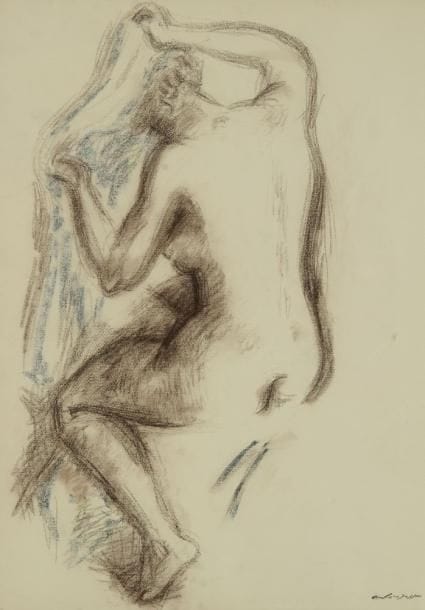 André MASSON (1896-1987)
Nu féminin, 1951. Fusain et pastel. Cachet de la signature en bas à droite. 73,5 x 52 cm. Un certificat du Comité André Masson sera fourni à l'acquéreur. 