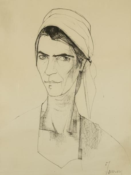 Jean JANSEM (né en 1920)
Portrait de femme au fichu. Dessin à l'encre de Chine. Signé en bas à droite. 63 x 48 cm. Nous remercions Monsieur Jany Jansem de nous avoir confirmé l'authenticité de cette oeuvre. 