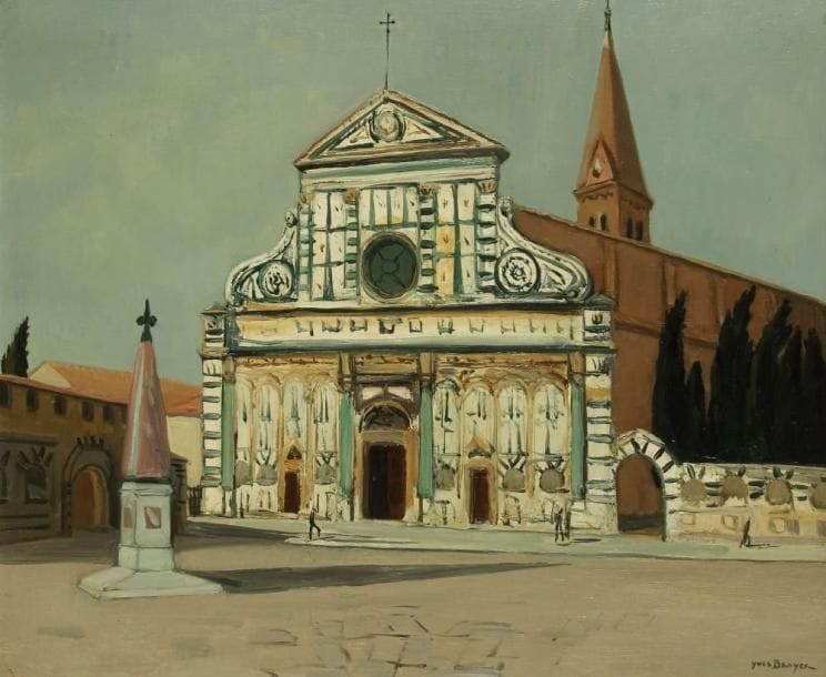 Yves BRAYER (1907-1990)
Florence, Santa Maria Novella, vers 1951-1952. Huile sur toile. Signée en bas à droite. Titrée au dos. 46 x 55 cm. Bibliographie : [?uvres en rapport] Voir Catalogue Raisonné de l'oeuvre peint d'Yves Brayer par Lydia Harambourg, Hermione Brayer, Olivier et Corinne Brayer, Tome 1, éditions La Bibliothèque des Arts, n°1254, n°1335, n°1337. L'oeuvre figurera au supplément du Catalogue Raisonné de l'oeuvre peint d'Yves Brayer. 