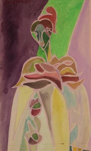 Henri Landier (né en 1935)
La Colombine, 1975. Aquarelle. Signée et datée en haut à gauche. 53 x 31 cm