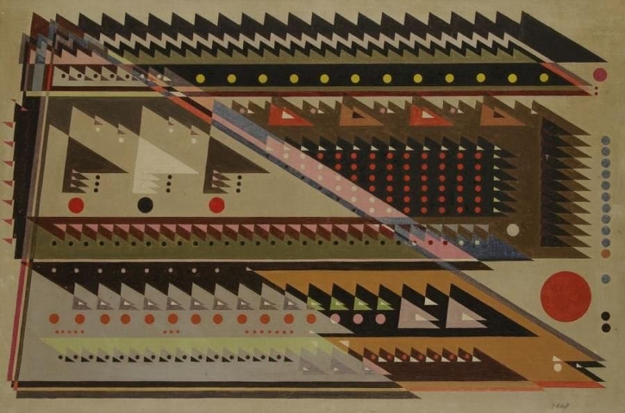 Yves LALOY (1920-1999)
Composition géométrique. Huile sur toile. Signée en bas à droite. 60 x 92 cm. Provenance : Collection Nanos Valaoritis et Marie Wilson. 