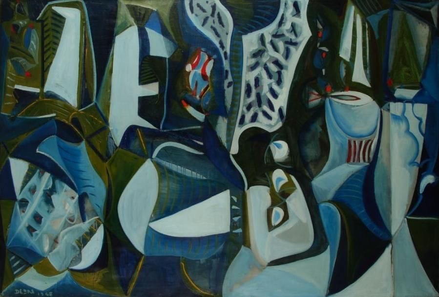 Olivier DEBRE (1920-1999)
Les Musiciens, 1948. Huile sur toile. Signée et datée en bas à gauche. Signée, datée, titrée et située au dos. 130 x 196 cm. Provenance : Collection de Madame de N. Paris. 
