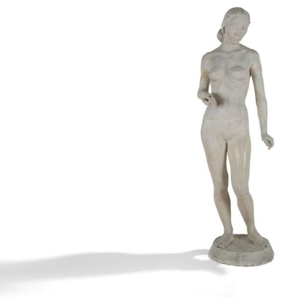 Honorio Garcia CONDOY [espagnol] (1900-1953)
Eva, 1937. Plâtre original. (Marques de découpe de fonderie). 161,5 x 54 x 40 cm. (Vendu sans droit de reproduction) . Exposition :. - Honorio Garcia Condoy (1900 - 1953) La Lonja, Saragosse, 28 mars - 28 avril 1983. Bibliographie :. - Honorio Garcia Condoy par Raymond Creuze, Paris, 1973, reproduit page 17. - Catalogue de l'exposition El escultor Honorio Garcia Condoy. - Homenaje en el centenario de su nacimiento, Palacio de Sástago, Saragosse, 4 octobre - 26 novembre 2000, reproduit page 11 et page 35. 