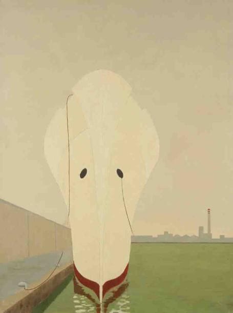 Geneviève ZONDERVAN (née en 1922)
Le Paquebot, vers 1972 Huile sur toile. Non signée. 81 x 60 cm