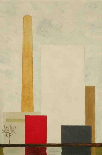 Geneviève ZONDERVAN (née en 1922)
Usine au petit arbre, 1972 Huile sur toile. Signée et datée en bas à droite. 41 x 27 cm