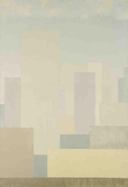 Geneviève ZONDERVAN (née en 1922)
Tour au mur jaune, 1973 Huile sur toile. Signée et datée en bas à gauche. 92 x 65 cm