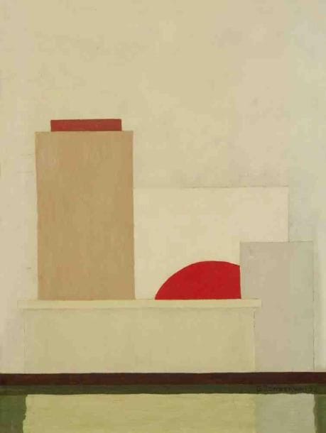 Geneviève ZONDERVAN (née en 1922)
La Boule rouge, 1973 Huile sur toile. Signée et datée en bas à droite. 35 x 27 cm