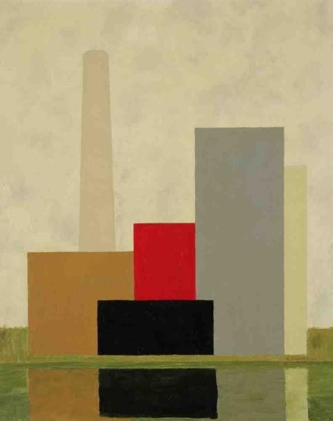 Geneviève ZONDERVAN (née en 1922)
Usine au mur noir, 1974 Huile sur toile. Signée et datée en bas à droite. 46 x 38 cm