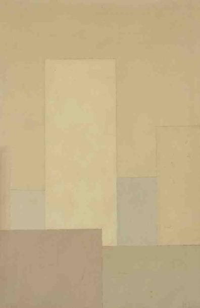 Geneviève ZONDERVAN (née en 1922)
Petit paysage à la tour blanche, 1974 Huile sur toile. Monogrammée et datée en bas à droite. 33 x 22 cm