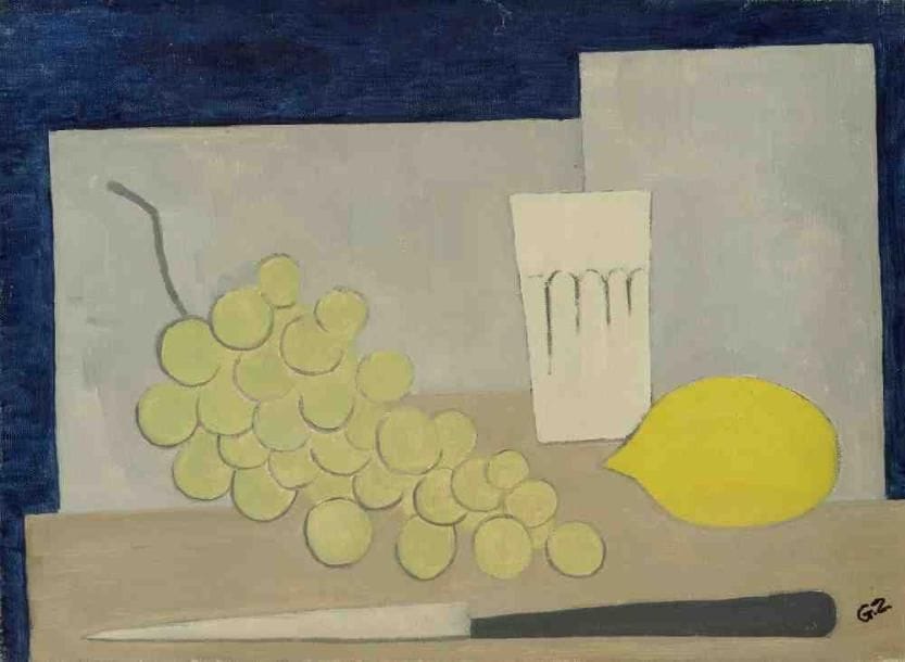 Geneviève ZONDERVAN (née en 1922)
Grappe, 1974 Huile sur toile. Monogrammée en bas à droite. 24 x 33 cm