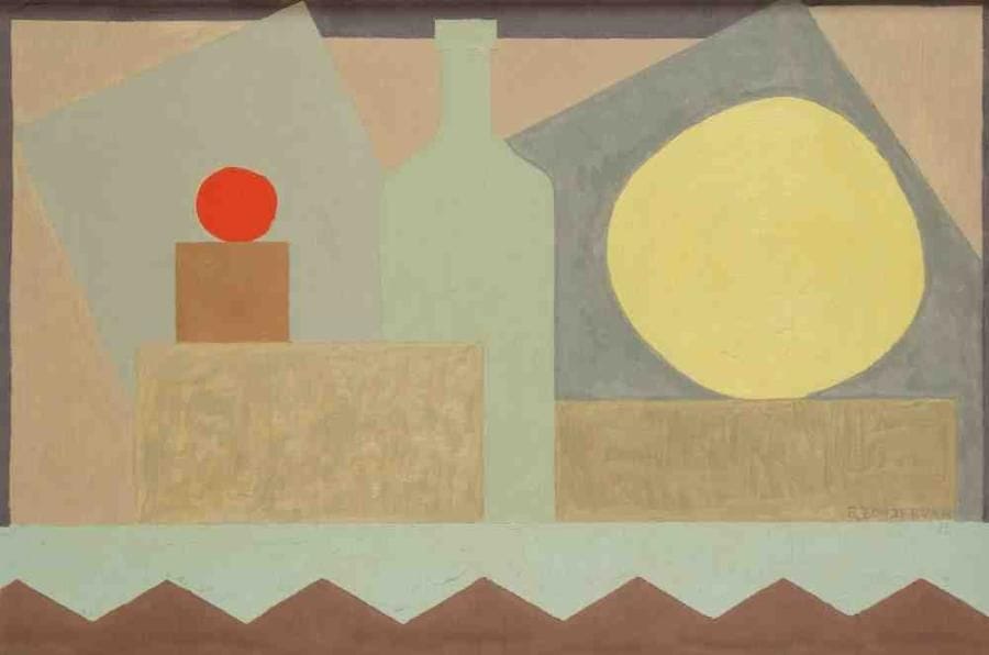 Geneviève ZONDERVAN (née en 1922)
Feston bleu, 1975 Huile sur toile. Signée et datée en bas à droite. 27 x 41 cm