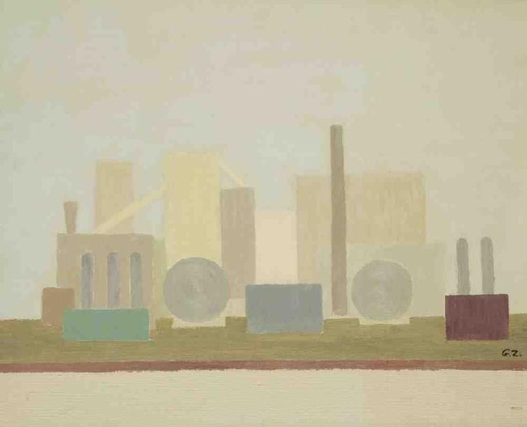 Geneviève ZONDERVAN (née en 1922)
Locomotive, vers 1976 Huile sur toile. Monogrammée en bas à droite. 33 x 41 cm
