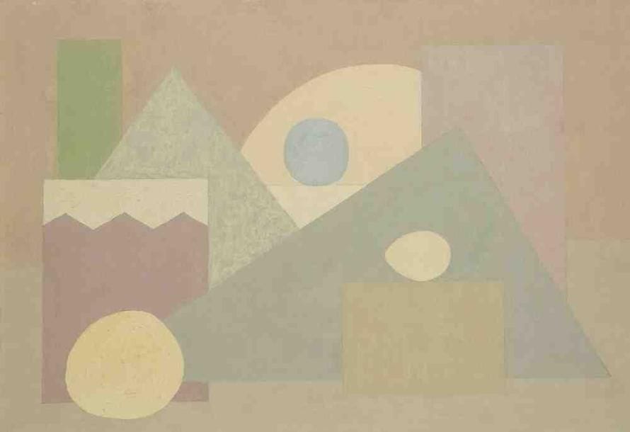 Geneviève ZONDERVAN (née en 1922)
L'Orange bleue, 1977 Huile sur toile. Monogrammée en bas à droite. 38 x 55 cm