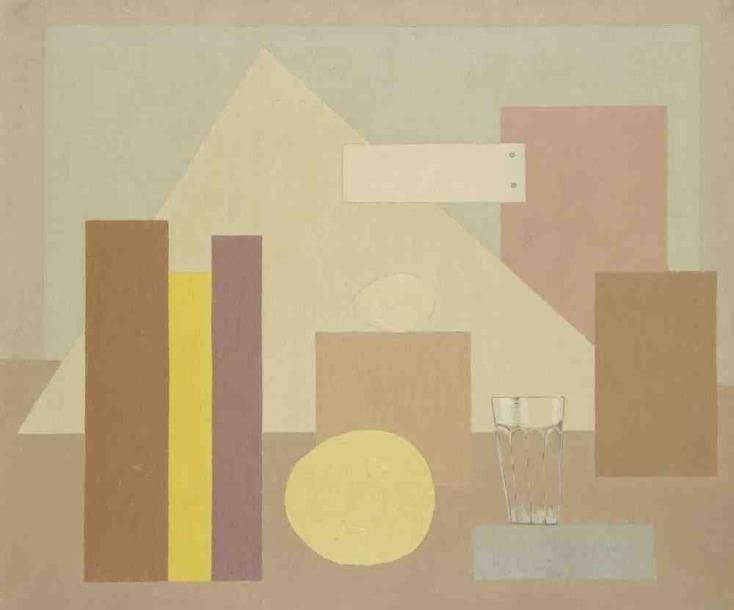 Geneviève ZONDERVAN (née en 1922)
Étiquette blanche, 1977 Huile sur toile. Signée et datée en bas à gauche. 38 x 46 cm