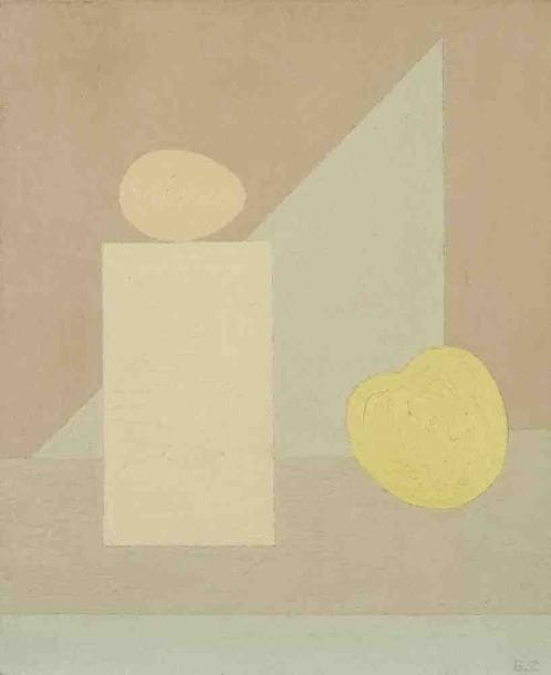 Geneviève ZONDERVAN (née en 1922)
Une pomme, un oeuf, 1978 Huile sur toile. Monogrammée en bas à droite. 27 x 22 cm