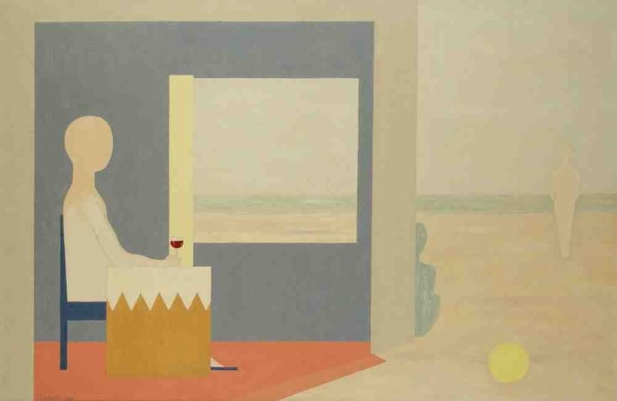 Geneviève ZONDERVAN (née en 1922)
Le Verre de vin, 1984 Huile sur toile. Signée et datée en bas à gauche. 65 x 100 cm
