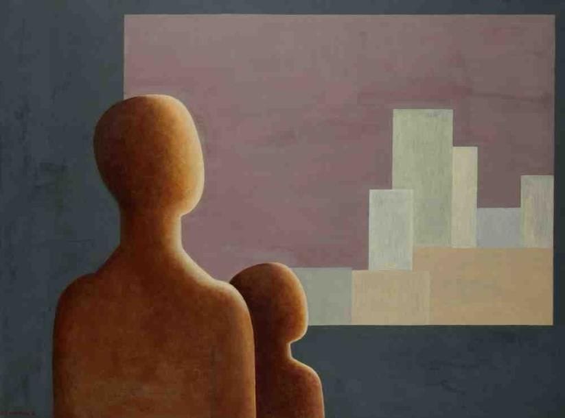 Geneviève ZONDERVAN (née en 1922)
Méditation, 1990 Huile sur toile. Signée et datée en bas à gauche. 73 x 100 cm