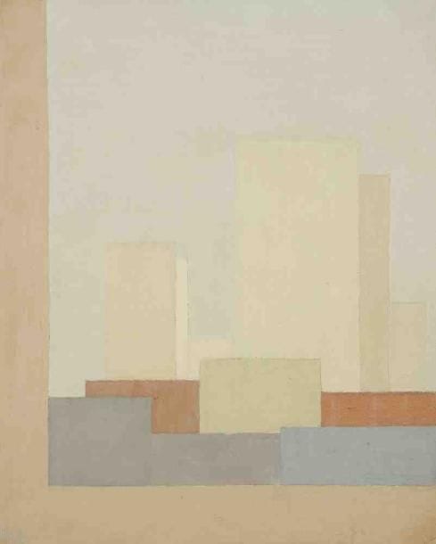 Geneviève ZONDERVAN (née en 1922)
Paysage urbain, 1990 Huile sur toile. Monogrammée et datée en bas à gauche. 27 x 22 cm